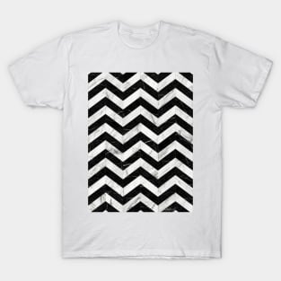 Marble Chevron Pattern 2 - Black and White T-Shirt